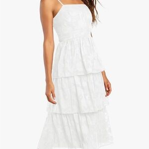 White Tiered Spaghetti-Strap Dress